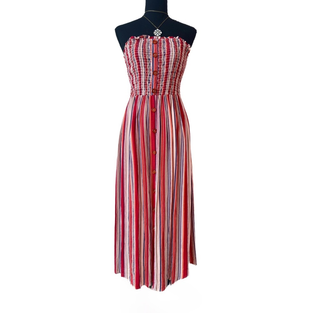 ALTAR’D STATE ~ Red and White Dress w/Elastic Tube Top Design Adjustable Straps - Picture 4 of 11